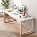 24hShop Kompakt Skrivebord 80x40x75 cm – Hvit MDF med Hvitlakkerte Stålben, Ideelt for Små Rom