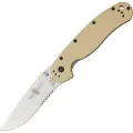 Ontario RAT-1 foldekniv, desert tan/satin, taggete