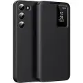 Mtp Products Samsung Galaxy S23 Smart Clear View Flip-etui med kortspor - Svart