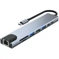 Lippa 8-in-1 87W USB-C PD 4K HDMI & Ethernet Hub USB-hub - 8 porter