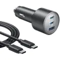 Anker Car Charger (167.5W 3 Ports) with cable bundle - Grey