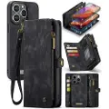 CASEME iPhone 16 Pro Max 008 2-i-1 Multifunksjonell Lommebok-deksel - Svart