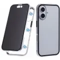 Mtp Products iPhone 16 Plus Magnetisk Deksel med Herdet Glass - Privacy - Sølv