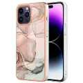 Mtp Products iPhone 16 Pro Marmormønster Galvanisert IMD TPU-deksel - Rosa