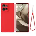 Mtp Products Motorola Moto G75 Flytende silikon-deksel med håndstropp - rød