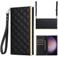 Mtp Products Samsung Galaxy S24 Ultra Luksuriøst Vattert Lommeboketui - Svart