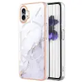 Mtp Products Marble Pattern Electroplated IMD Nothing Phone (1) TPU-deksel - Hvit