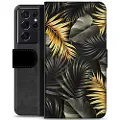 Mtp Products Samsung Galaxy S21 Ultra 5G Premium Lommebok-deksel - Gulde Blader