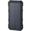 Mtp Products Vannavstøtende Solcelle Powerbank/Trådløs Lader - 20000mAh - Svart