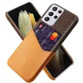 Mtp Products KSQ Samsung Galaxy S21 Ultra 5G Deksel med Kort Lomme - Kaffe