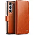 Qialino Samsung Galaxy Z Fold5 Qialino Classic Lommebok-deksel I Lær - Lysebrun