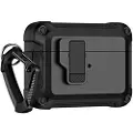 Mtp Products AirPods Pro (Gen 2) (USB-C) / Pro 2 Støtsikkert TPU+PC-etui for Bluetooth-ørepropper Ladeetui med spenne - Svart