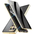 Mtp Products Samsung Galaxy S23 Ultra 5G Magnetisk Deksel med Herdet Glass - Privacy - Gull