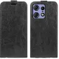 Mtp Products Motorola Edge 50 Pro Vertikalt Flip-Deksel med Kortlomme - Svart