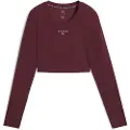 Puma x HYROX SHAPELUXE Long Sleeve Cropped Tee Women, Clothing, Ruby Shimmer, XS