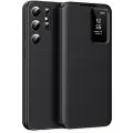 Mtp Products Samsung Galaxy S23 Ultra Smart Clear View Flip-etui med kortspor - Svart