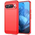 Mtp Products Google Pixel 9/9 Pro Børstet TPU Deksel - Karbonfiber - Rød