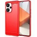 Mtp Products Xiaomi Redmi Note 13 Pro+ Børstet TPU Deksel - Karbonfiber - Rød