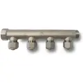 Pettinaroli fordelerrør messing TEA 4 x 15 mm afgrening, BI-504AT