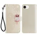 Mtp Products iPhone 16e Ugle Rhinestone Lommebok-deksel - gull
