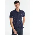 LOIS Jeans for man. 133043084 Navy print polo shirt (S), Casual, Cotton, Short sleeve