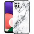 Mtp Products Marble Series Samsung Galaxy A22 4G Herdet Glass Deksel - Hvit