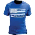 Tops knives Flag Logo Blue t-skjorte, XL