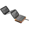 Lippa Foldable Solar Power Bank 10000mAh - 10.5W, 2x USB-A, Flashlight - Black / Orange