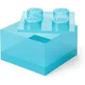 LEGO Storage Brick 4 Top Lid Glitter Light Blue