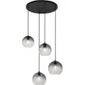 QAZQA Art Deco pendellampe svart med røykglass rund 4-lys - Bao