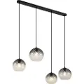 QAZQA Art Deco pendellampe sort med røykglass rektangulær 4-lys - Bao