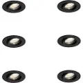QAZQA Sett med 6 innfelte spotter svart vippbar 6,5 cm inkl. LED IP54 Ultra Slim - Pupil