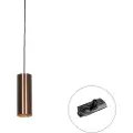 QAZQA Design Pendellampe Mørk Bronse Inkl. Skinneadapter 1-Fase - Iconic Tubo