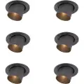 QAZQA Sett med 6 moderne innfelte spotter gunmetal GU10 50mm rund vippbar - Installa