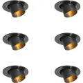 QAZQA Sett med 6 innfelte spotter gunmetal GU10 35mm rund tiltbar - Installa
