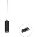 QAZQA Design Pendellampe Sort Inkl. Skinneadapter 1-Fase - Iconic Tubo