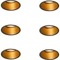 QAZQA Set van 6 moderne inbouwspots zwart met goud GU10 50mm IP44 - Dept