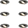 QAZQA Set van 6 moderne inbouwspots gunmetal GU10 50mm rond kantelbaar - Edu