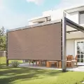 Vevor 90 % solskjermduk, 8 x 12 fot pergola-skjermduk med maljer i rustfritt stål, solskjermingsduk med 140 GSM HDPE-materiale, for utendørs, terrasse, hage og bakgård (brun)