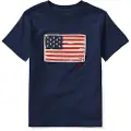 Ralph Lauren for boy. 323843794001 Cotton knitted T-shirt with navy flag (10/12años=140/149cm), Blue, Casual, Short sleeve, children's