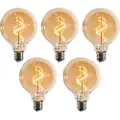 LUEDD Sett med 5 E27 dimbare LED-pærer spiralfilament G95 gull 4W 270 lm 2100K