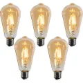LUEDD Sett med 5 E27 dimbare LED-filamentpærer ST64 gull 4,5W 450 lm 2200K