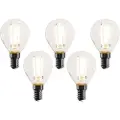 LUEDD Sett med 5 E14 dimbare LED-filamentpærer G45 Klar 4W 470 lm 2700K