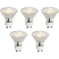 LUEDD Sett med 5 GU10 50mm 3-trinns dimbare Kelvin LED-pærer klare 4,5W 380 lm 2000-2700K
