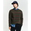 Gant for man. 8040211 Fair Isle green jumper (XXL), Casual, Wool