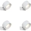 QAZQA Sett med 4 moderne vegg- og taklamper hvit inkl. LED oppladbar - Bright
