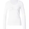 GUESS for woman. W5YI26J1314 Embro Script T-shirt white (S), Casual, Polyester, Long sleeve