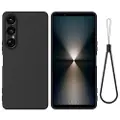 Mtp Products Sony Xperia 1 VII Flytende silikon-deksel med håndstropp - svart