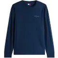 Tommy Hilfiger for man. DM0DM21594 Long sleeve slim fit t-shirt with linear navy logo (XXL), Casual, Cotton