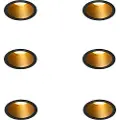 QAZQA Set van 6 moderne inbouwspots zwart met goud GU10 35mm IP44 - Dept